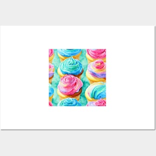 Watercolor cupcake pattern Posters and Art